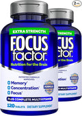 Focus Factor Adults Extra Strength, 120 Count - Brain Supplement for Memory, Concentration and Focus - Complete Multivitamin with DMAE, Vitamin D, DHA - Trusted Health Vitamins (Pack of 2)