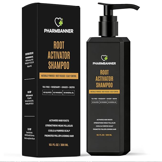 Root Activator Shampoo for Men: Hair Growth Shampoo for Thinning Hair, Hair Loss & Scalp Health – Natural Herbal Formula with Cooling Sensation – Sulfate-Free