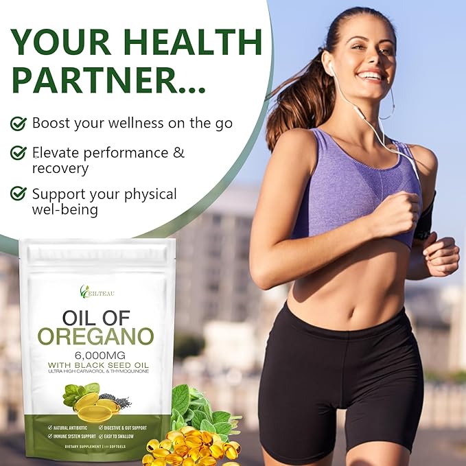Oil of Oregano with Black Seed Oil,6000mg Oregano Oil Capsules,Non-GMO,Gluten Free,Antioxidant & Immune Support - 3rd Party Lab Test，GMP Certification (1)