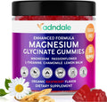 Adndale Pure Magnesium Glycinate Gummies. Magnesium Complex with L-Theanine, Passionflower, Chamomile - 90CT Sugar Free Chews