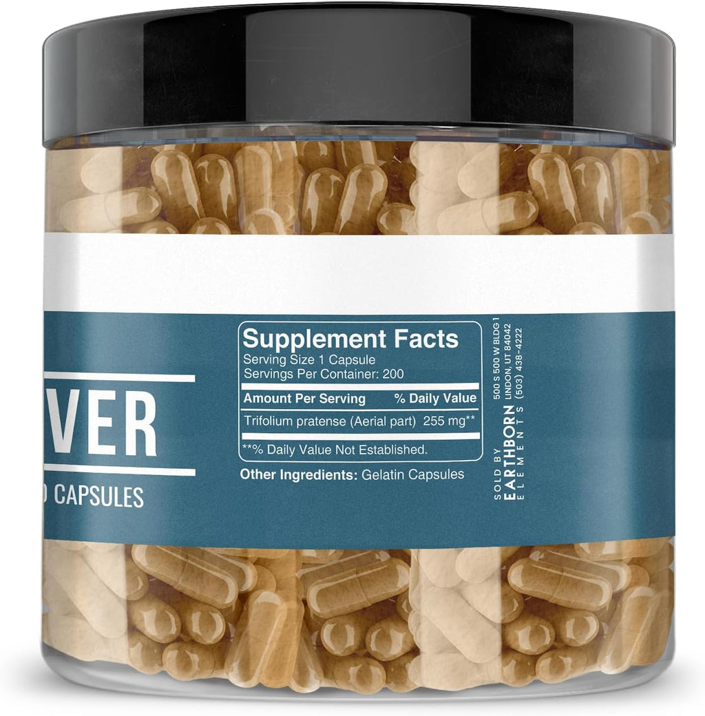 Earthborn Elements Red Clover, 200 Capsules, Pure & Undiluted, No Additives