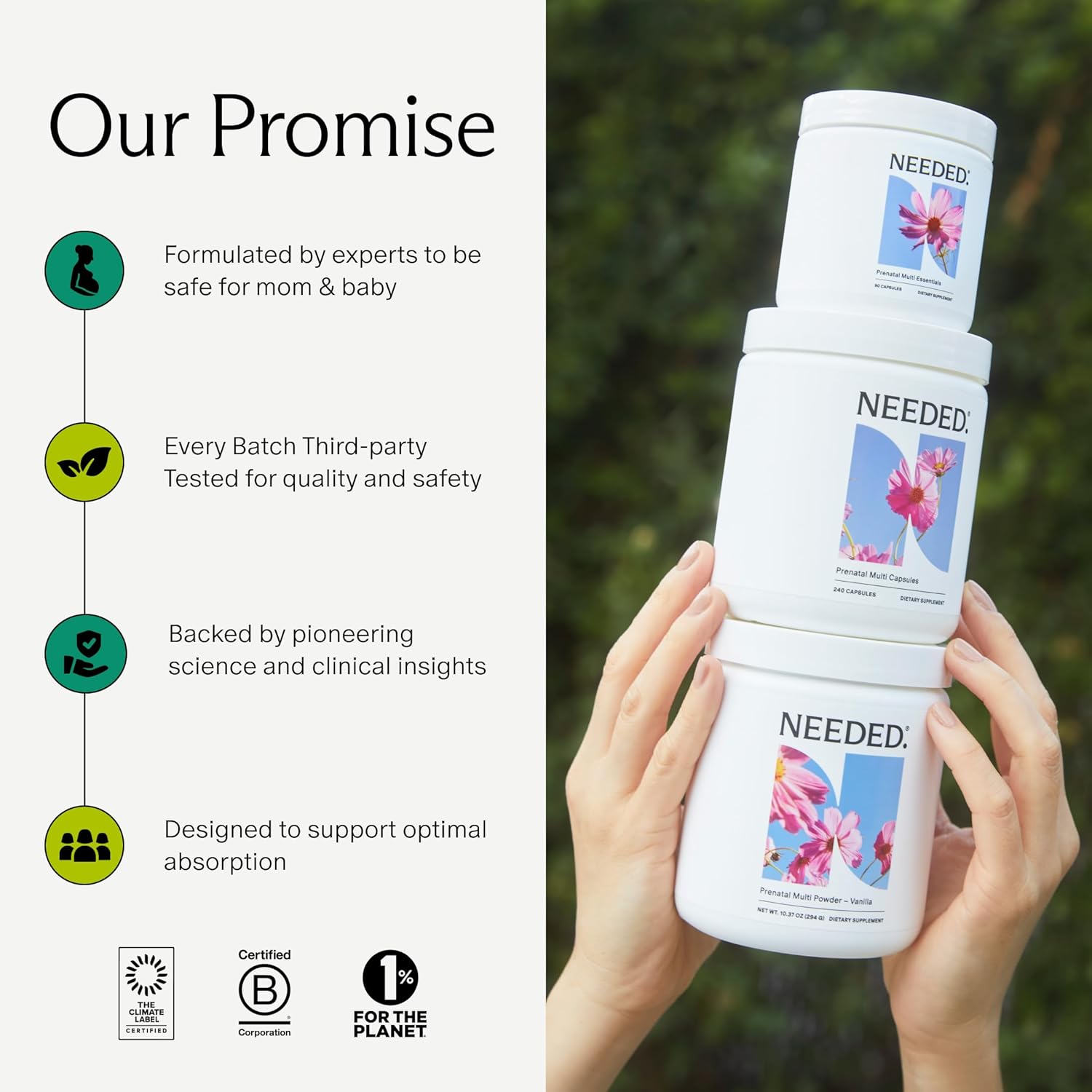 Needed. Vanilla Multivitamin Powder with Choline for Prenatal, Pregnancy, Breastfeeding, Postpartum | Expertly-Formulated & Third-Party Tested | 30-Day Supply