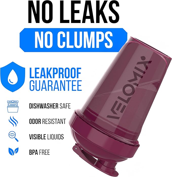 VELOMIX -4 PACK- 20 OZ Protein Shaker Bottles for Protein Mixes, Shaker Cups for Protein Shakes, Small Shaker Bottle Pack, Shaker Cup, Shakers for protein Shakes (Berry Blend)