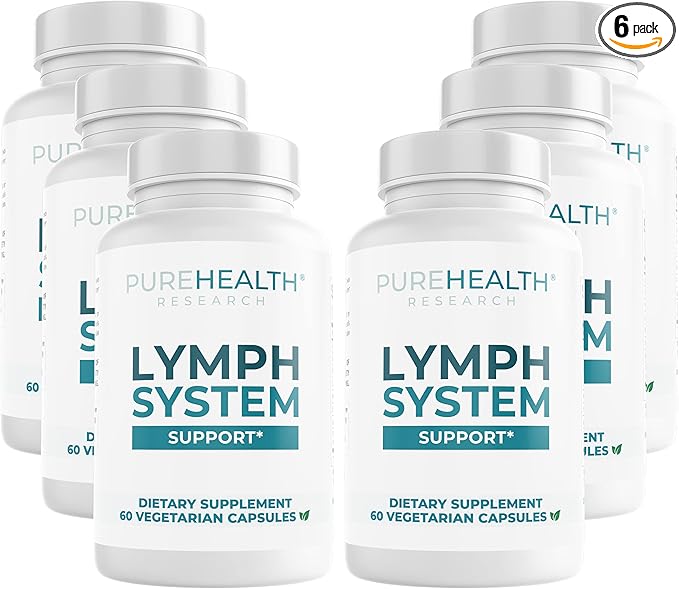 PUREHEALTH RESEARCH Lymph System Support - Lymphatic Drainage Supplement for Women & Men - Bromelain, Echinacea, Dandelion, Burdock Root, Lemon Powder, Kelp, Rutin, Cleavers & More - 360 Capsules