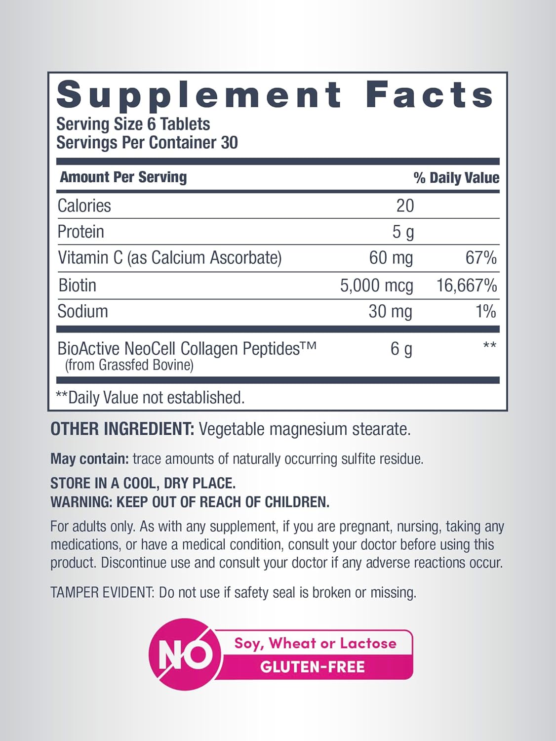 NeoCell Super Collagen With Vitamin C and Biotin, Skin, Hair and Nails Supplement, Includes Antioxidants, Tablet, 180 Count, 1 Bottle