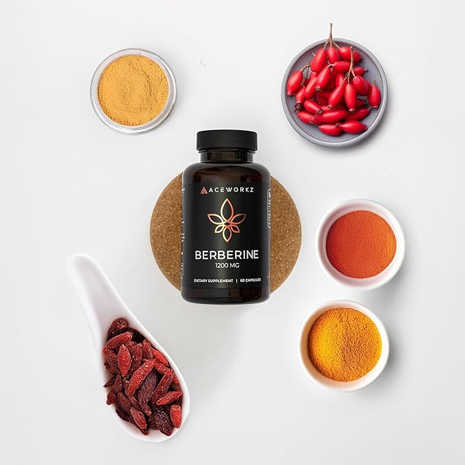 ACEWORKZ Berberine Supplement – Berberine HCL 1200mg per Serving – Weight Management & Cravings Support – Gut & Metabolic Health Support (60 Capsules)