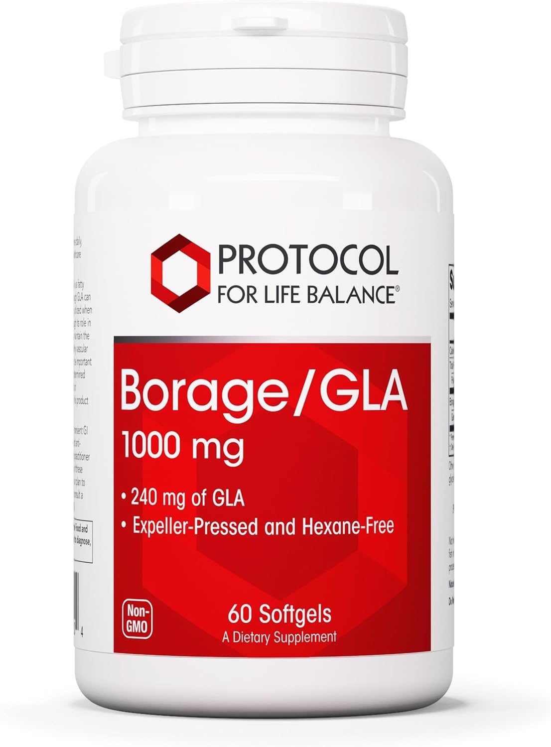 PROTOCOL FOR LIFE BALANCE Borage/GLA 1,000mg - 240mg GLA - Expeller-Pressed & Hexane-Free - Support Normal Immune Function - Borage Seed Oil - Dairy & Soy Free - 60 Softgels