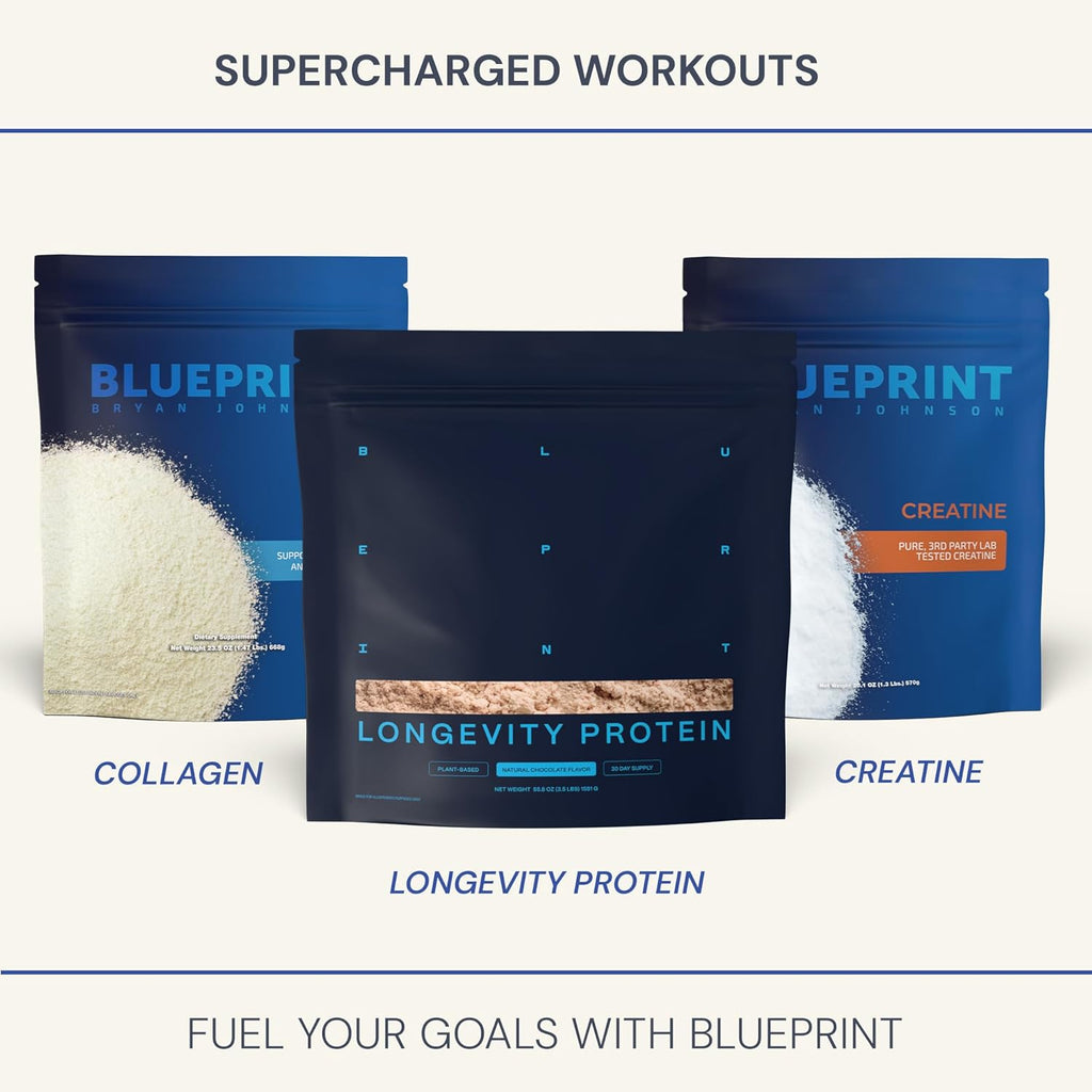 Blueprint Bryan Johnson Chocolate Protein Powder – Vegan Plant-Based Supplement with Cocoa Powder – Clean Ingredients – 26g Protein per Serving – Non-GMO – 30 Servings