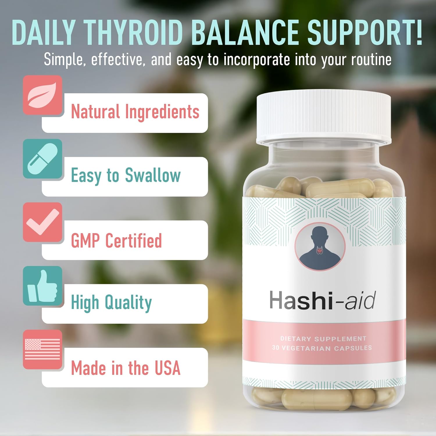 IBDassist™ Hashi Aid Thyroid Support for Women & Men - Thyroid Supplement for Hashimoto's Disease & Hypothyroidism* - with Ashwagandha, Selenium, Zinc, Essential Vitamins & More - 30 Capsules (2 Pack)
