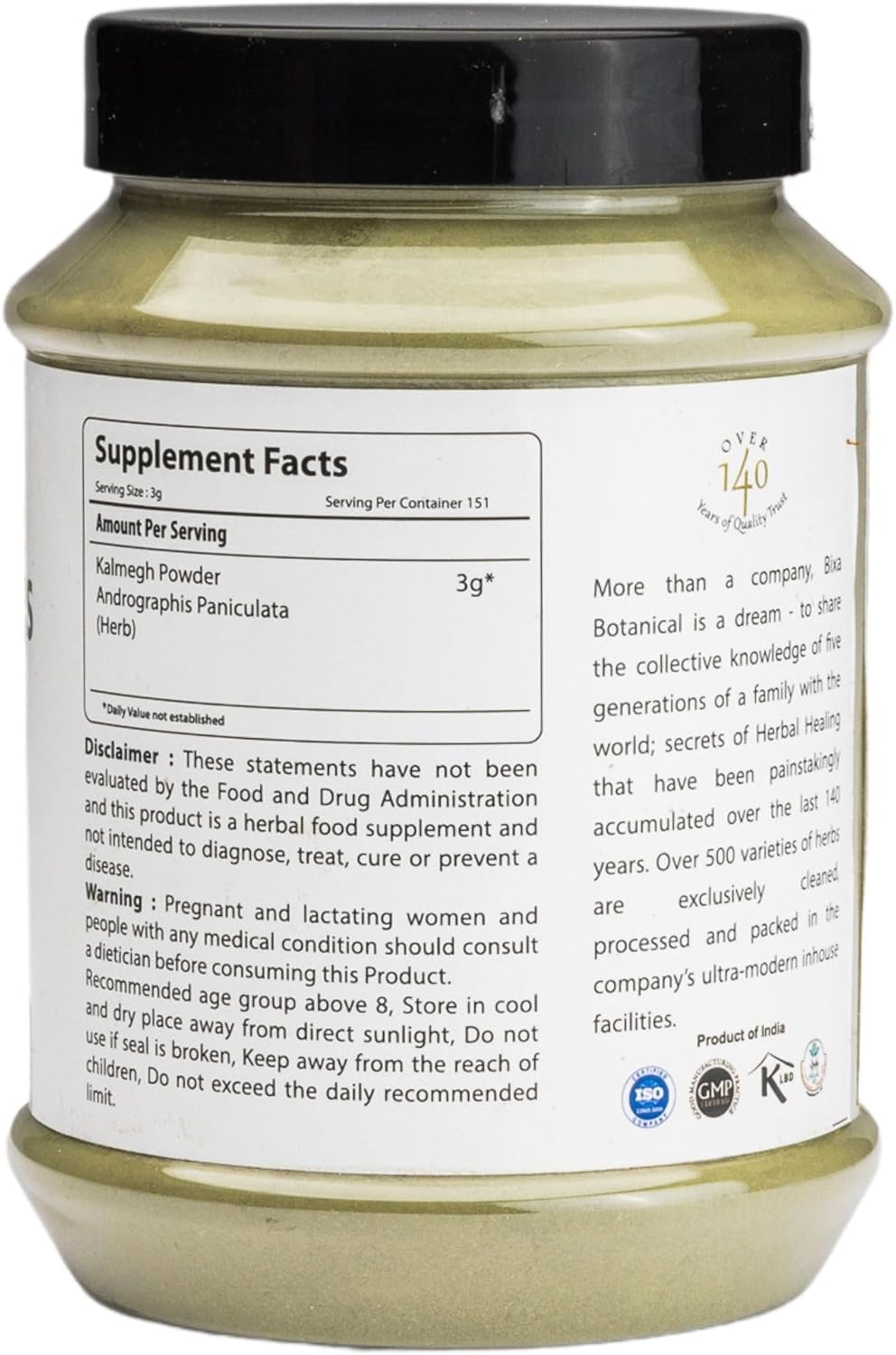 bixa BOTANICAL Andrographis Powder 454 GRM (16Oz) | Andrographis Paniculata | Bitter Herb Kalmegh | Herbal Supplement Natural Liver Tonic | Ayurvedic herb for Digest toxins (16 Ounce (Pack of 1))