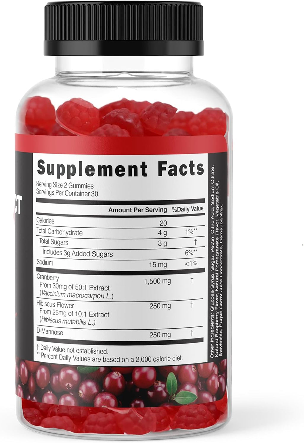 Potent Cranberry Gummies 1500mg with D Mannose - Urinary Tract Health for Women & Men, Urinary Flush & Bladder Fast-Acting Support Supplements with Hibiscus Powder, 60 Count