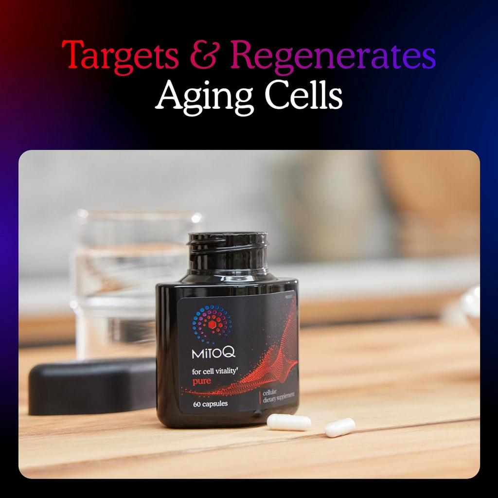 MitoQ Pure Advanced Mitochondria Supplement Superior Bioavailability to CoQ10 | Reduces Free Radical Damage for Healthy Aging, Metabolism, Heart Health, Energy, Strength & Mobility