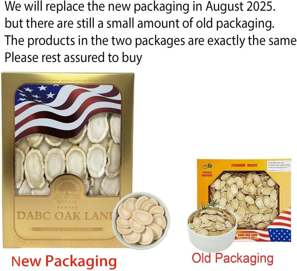 American Ginseng Slices from Wisconsin, American Wisconsin Ginseng Slices Root for Tea, Energy for Men Women Health Boosts Immunity, 多年生長 花旗參/西洋參, Larger Round Strip 1 Box of 8 Ounces