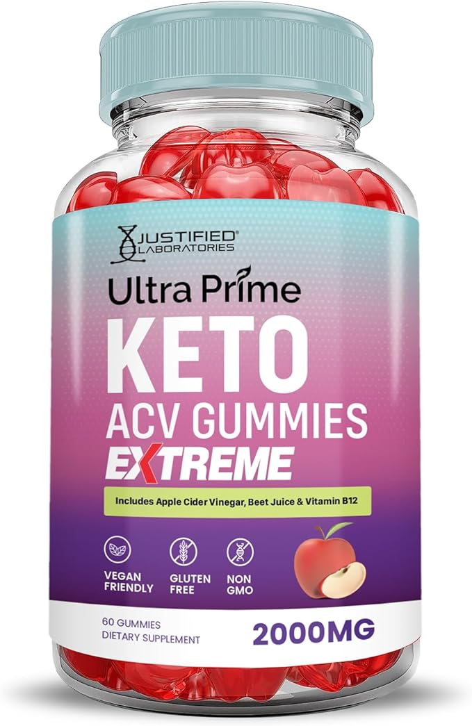 (5 Pack) Ultra Prime Keto ACV Gummies Extreme 2000MG UltraPrime Keto Gummies Apple Cider Vinegar Formulated with Pomegranate Beet Juice Powder B12 Vegan Non GMO 300 Gummys