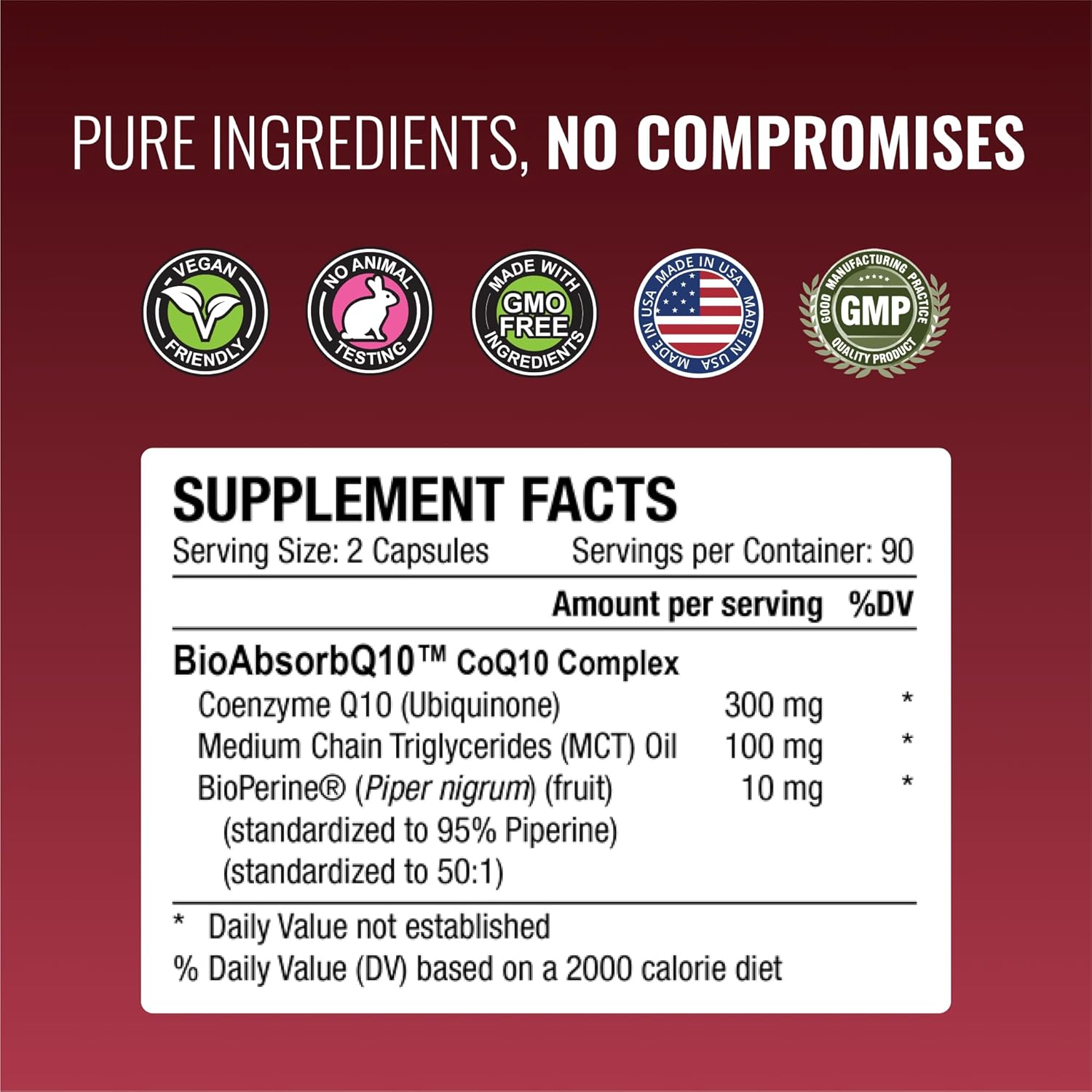 Approved Science® CoQ10 MD - Extra Strength 300mg Pure CoQ10 with BioPerine® for Faster Absorption - Optimal Support - 6 Month Supply