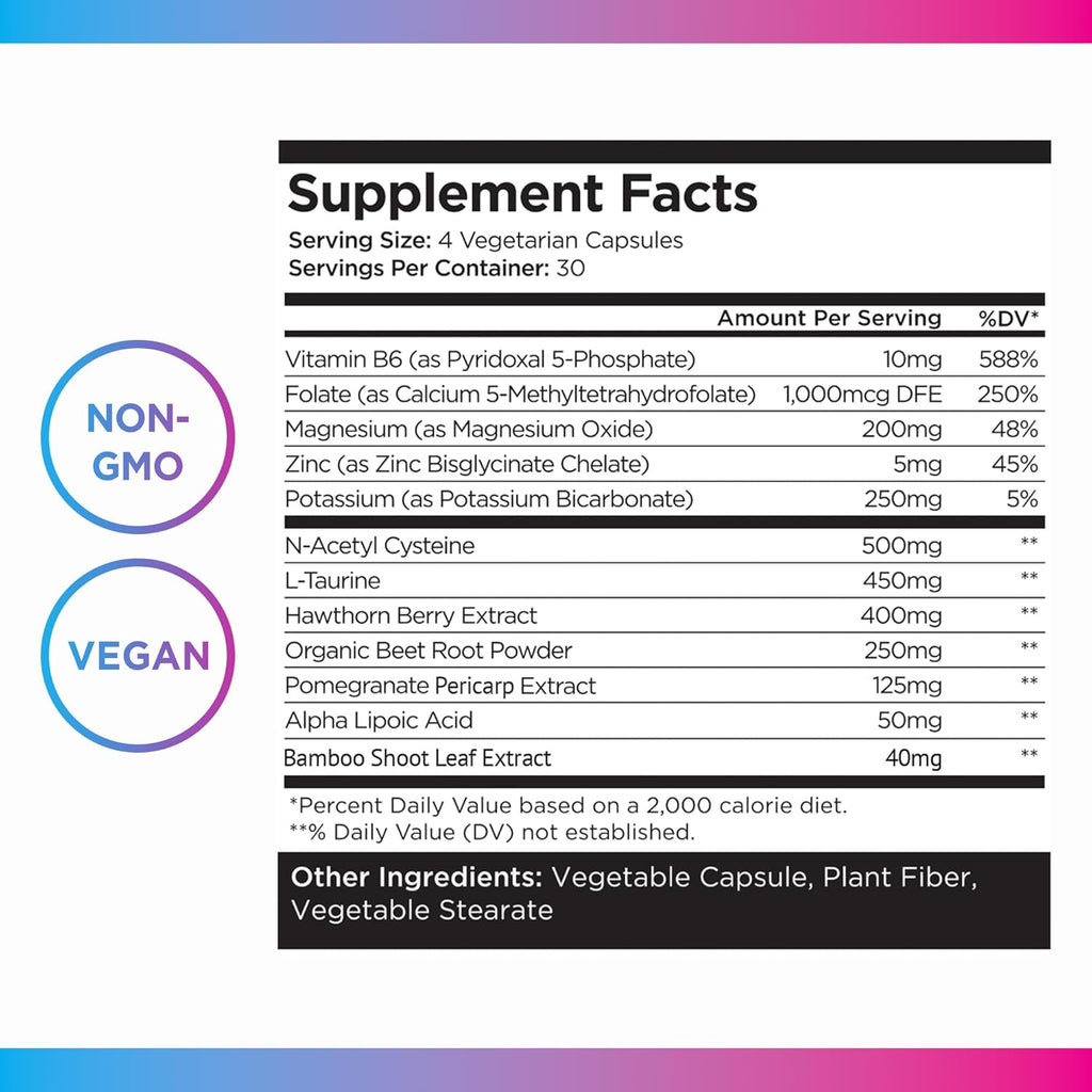 Livingood Daily Blood Pressure Support, Heart Health Supplement for Men & Women with Beet Root, Pomegranate, Hawthorn, Magnesium & Taurine, Cardiovascular Support Formula, Vegan, 120 Capsules