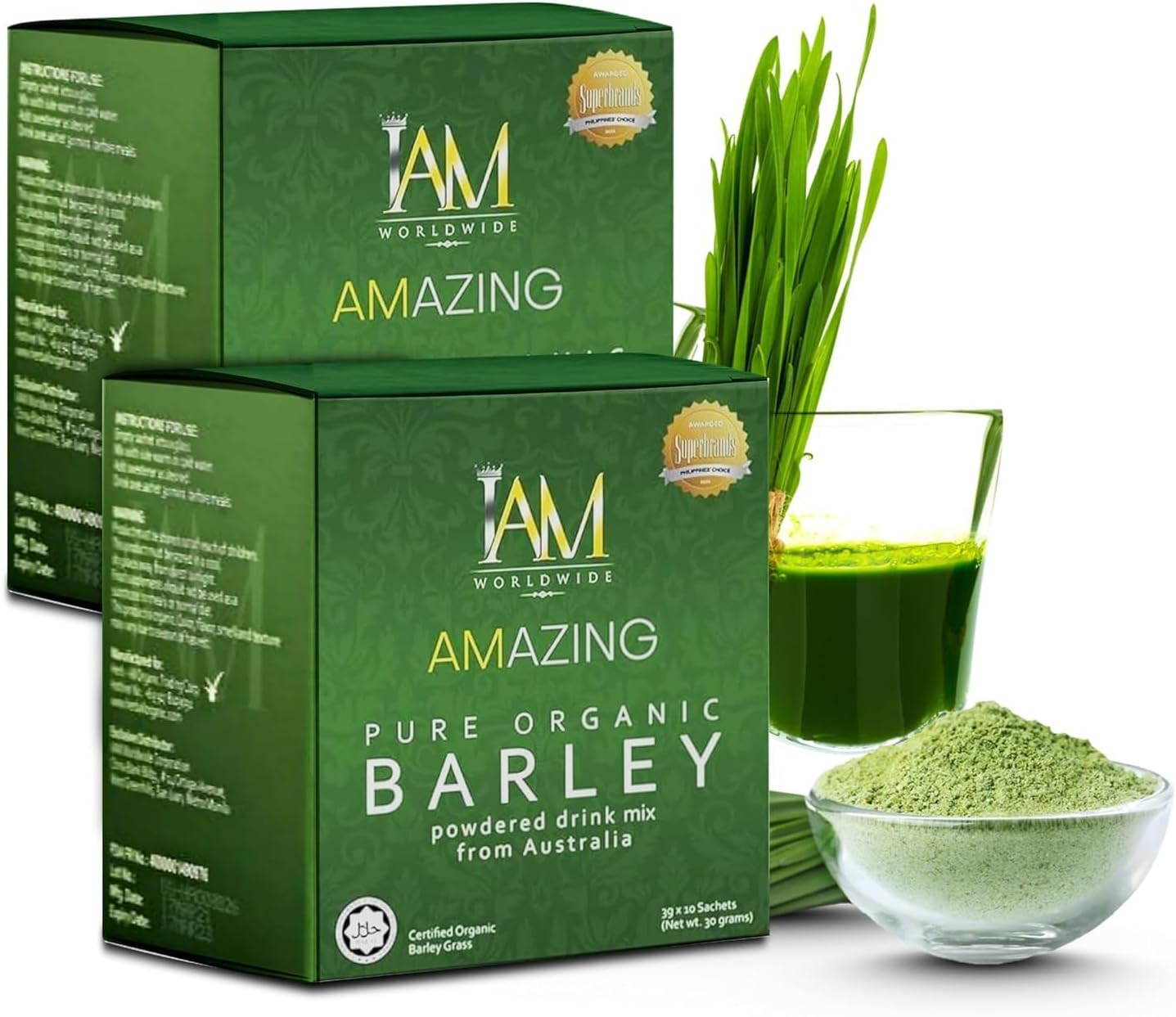 IAM Worldwide Amazing Pure Organic Barley Powdered Drink Mix - 2 Boxes