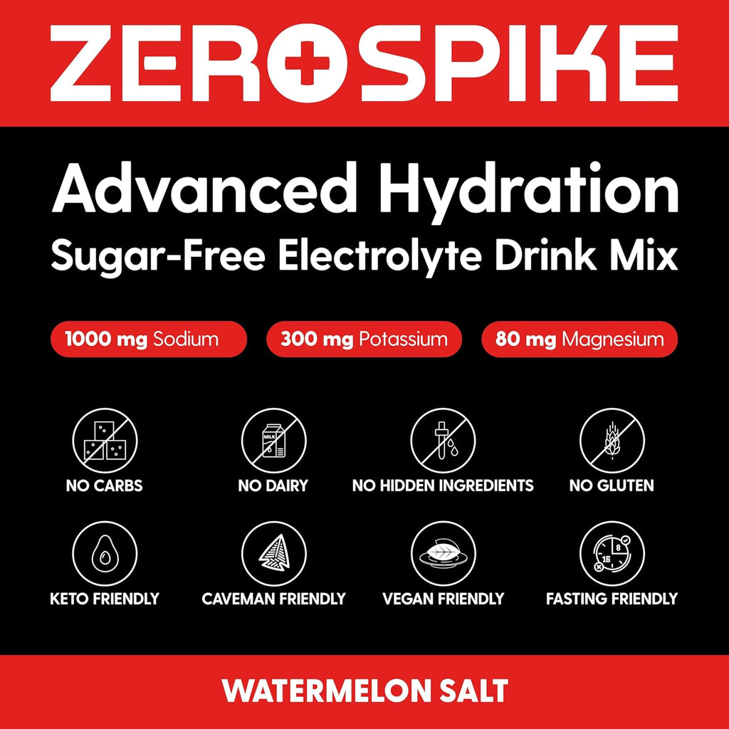 No Sugar Electrolytes Powder Packets | Keto & Fasting Salts Drink Mix | Supplements: The Key Hydration Nutrients Missing from Purified Water | Clean, Watermelon, Calorie Free | 30 Sticks