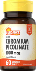 Sundance Chromium Picolinate 1000mcg | 60 Tablets | Vegetarian, Non-GMO & Gluten Free Supplement