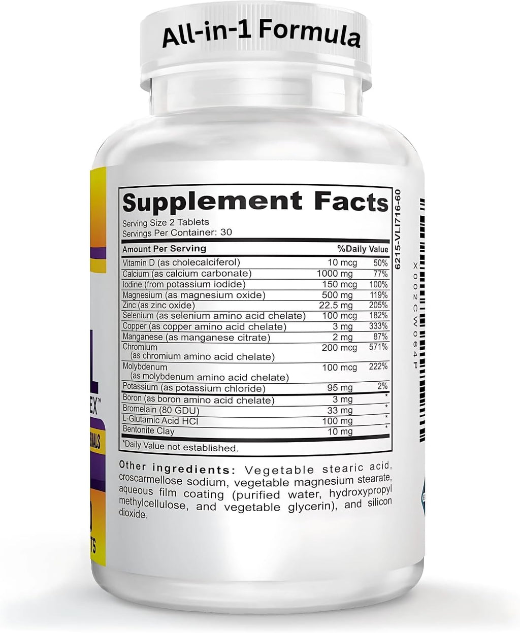 Super-MAX Multimineral Supplement (Iron Free) Multiminerals | High-Potency Multi Mineral Supplements (All-in-1) Minerals Formula | Mineral Complex | 1-Month Supply | 60 Tablets