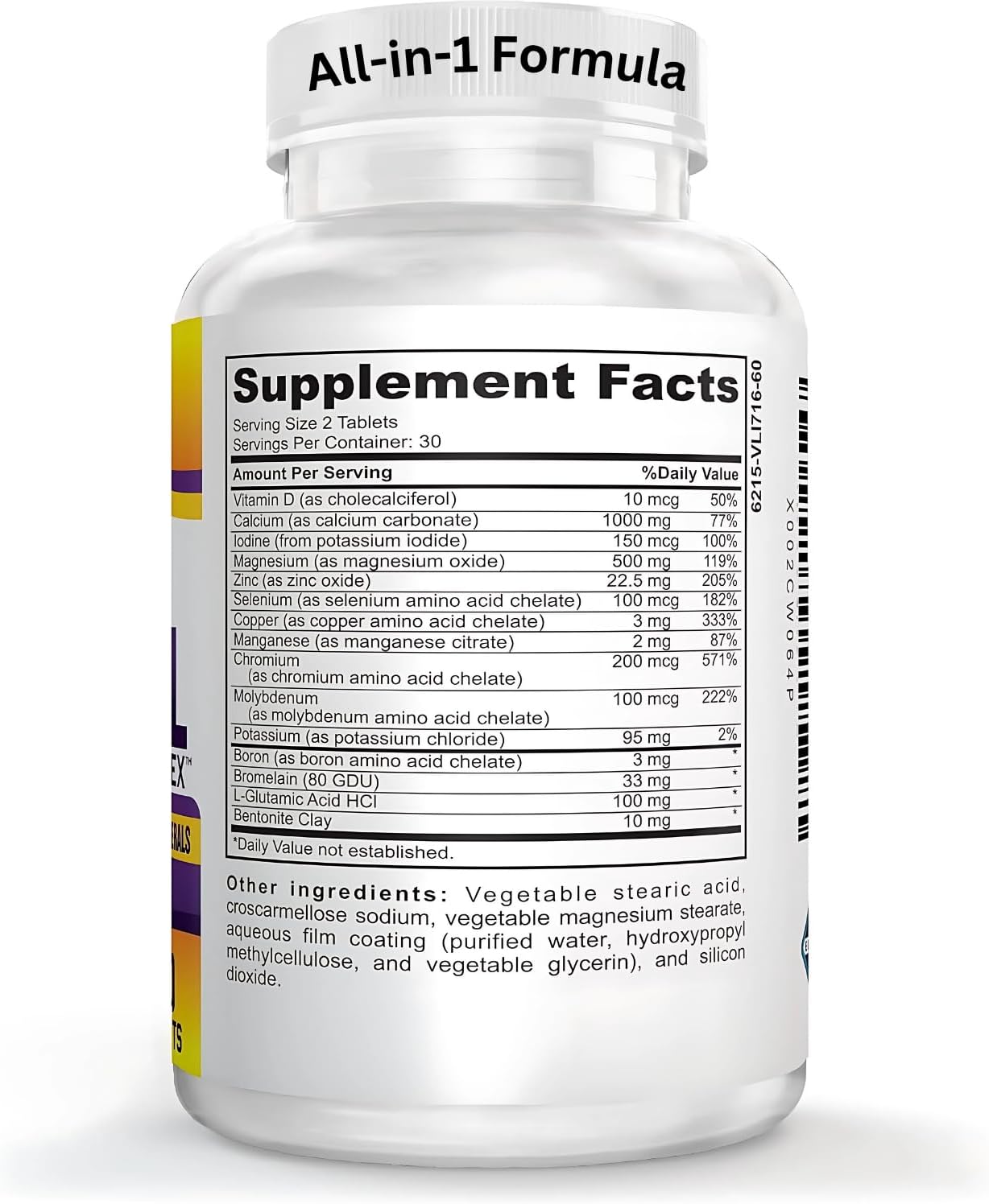 Super-MAX Multimineral Supplement (Iron Free) Multiminerals | High-Potency Multi Mineral Supplements (All-in-1) Minerals Formula | Mineral Complex | 1-Month Supply | 60 Tablets