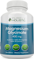 Magnesium Glycinate 400mg - 270 Magnesium Tablets (not Capsules) - 400 mg Elemental Magnesium - Highly Bioavailable - Vegan and Vegetarian - for Improved Sleep, Stress Relief & Cramp Defense