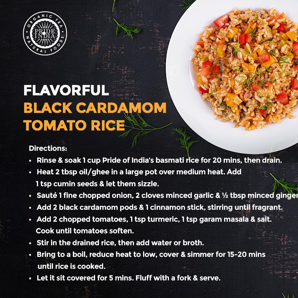 Pride of India – Black Cardamom Whole 5 oz (142 gm) – Cardamom Pods – Firm & Smoky Flavor – Freshly Dried – Ideal for Indian & Asian Cooking – Easy to Use – Medium Dual Sifter Bottle