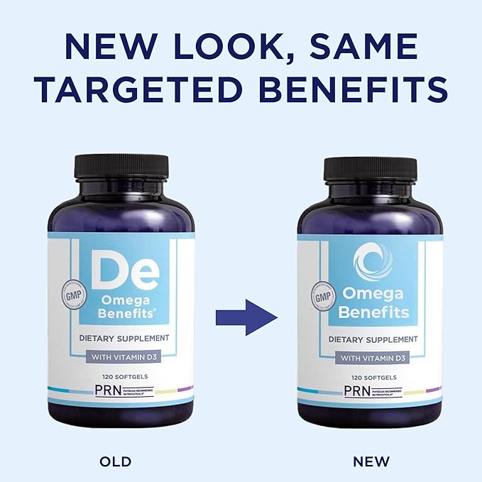 PRN DE Omega 3 Supplement - 120 Softgels, 30-Day Supply - rTG Omega 3 Fatty Acids with 1680mg EPA, 560mg DHA & Vitamin D for Skin, Joint, Brain, Eye and Heart Health