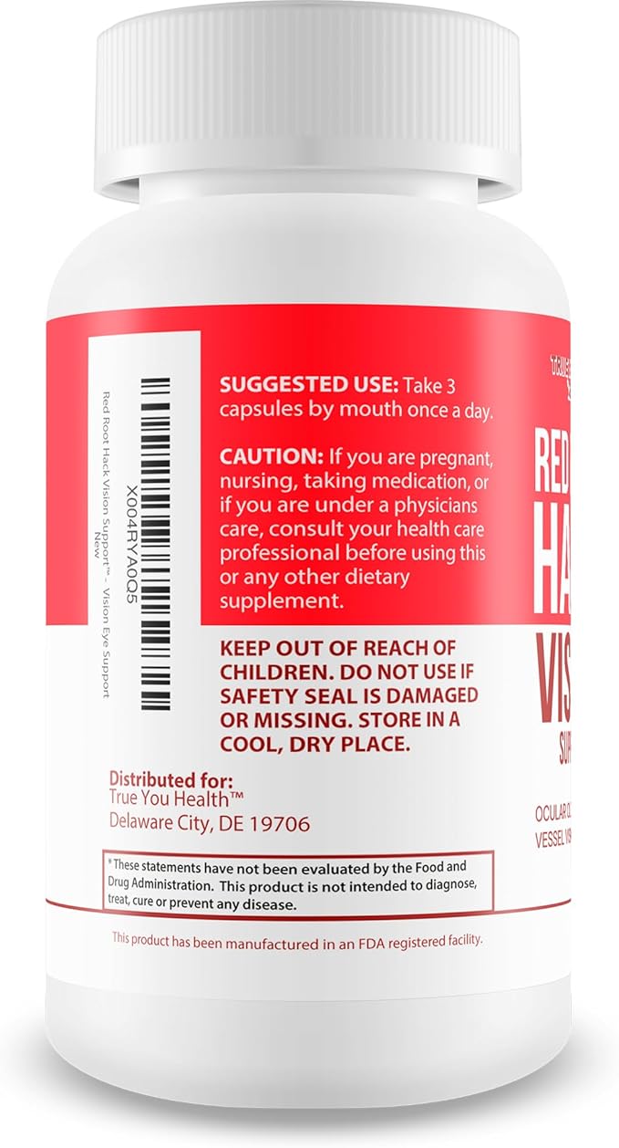 Red Root Hack Vision Supplement - Our Best Eye Pills for Ocular Clog - Vision Eye Vitamins to Improve Eyesight - Our Best Bloodflow Vision Pills Sight Care Formula with Vitamin A, Lutein, Zeaxanthin