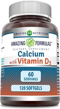 Amazing Formulas Calcium with Vitamin D3 Softgels Supplement | Non-GMO | Gluten-Free (120 Count)