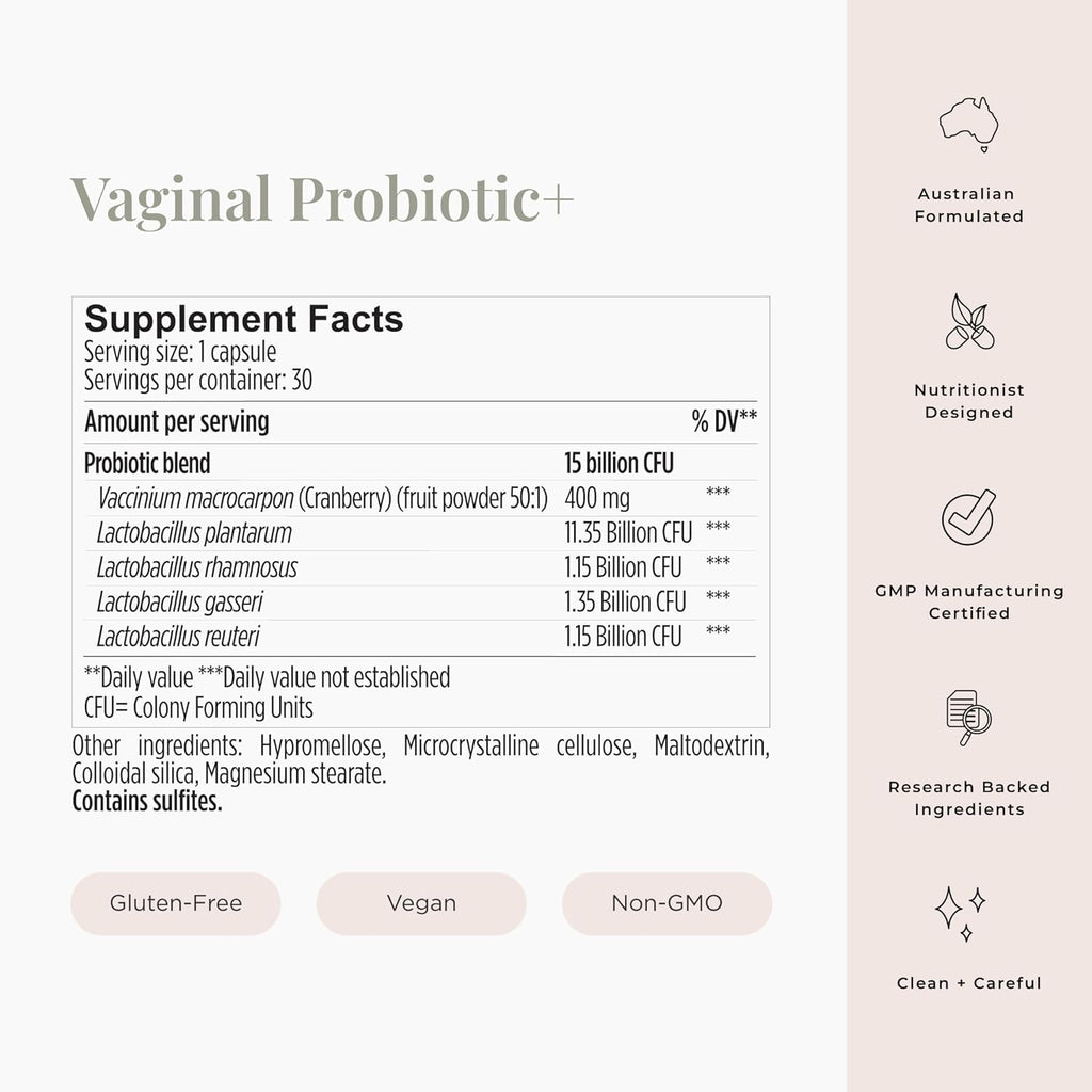 JSHealth Vitamins Vaginal Probiotic Supplement - Supports Urinary and Vaginal Health – Shelf Stable Yeast Infection Treatment for Women (30 Capsules)