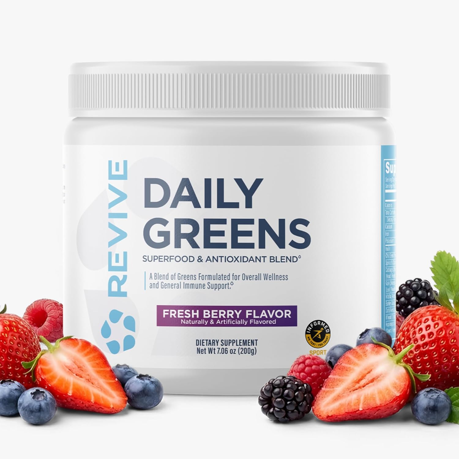 REVIVE MD Daily Green Powder Superfood (Fresh Berry) - Supergreens Powder to Support Energy Levels - Green Juice That Improves Fiber Intake - Vegetable Supports Digestion and Gut Health