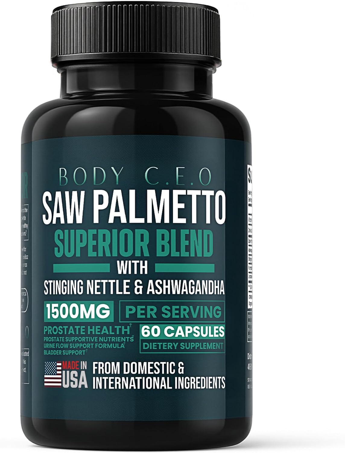 Prostate Superior Saw Palmetto for Men, Stinging Nettle, Ashwagandha, Lycopene, Bladder & Urinary Relief, Prostate Supplement, 60 Capsules 30-Day Supply