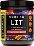 BEYOND RAW LIT V2 Clinical Strength Pre Workout Powder, Hits Harder, Bigger Pumps, Caffeine, L-Citrulline, Creatine, Watermelon, 30 Servings