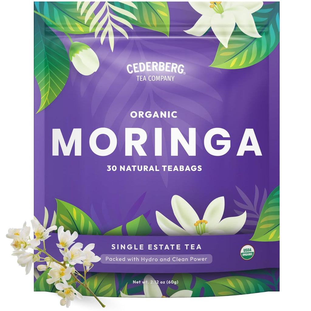 Cederberg Tea Company Organic Moringa Tea — 30 Tea Bags | Organic Herbal Tea From Single Origin | Eco-Friendly Tea Bags | Non-GMO Caffeine Free Tea With Zero Sugar
