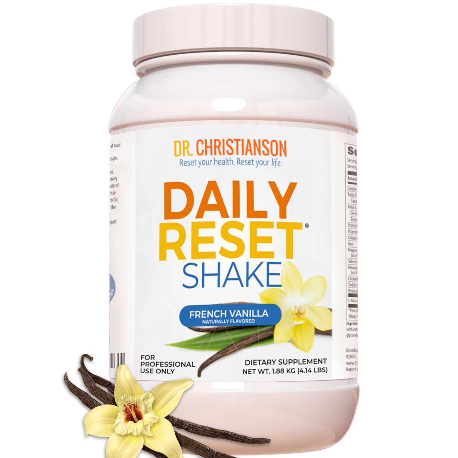 Dr. Christianson's Original Daily Reset Meal Replacement Shake (Vanilla) - Doctor Formulated Natural Pea Protein & Resistant Starch Powder for Complete Nutrition - 28 Full-Size Servings
