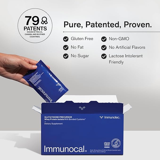 Immunocal Glutathione Precursor – Whey Protein Isolate, Immune Support, Master Antioxidant, Detox Cleanse + Brain Health | Fat-Free, Sugar-Free, Lactose-Intolerant Friendly | 30 Servings