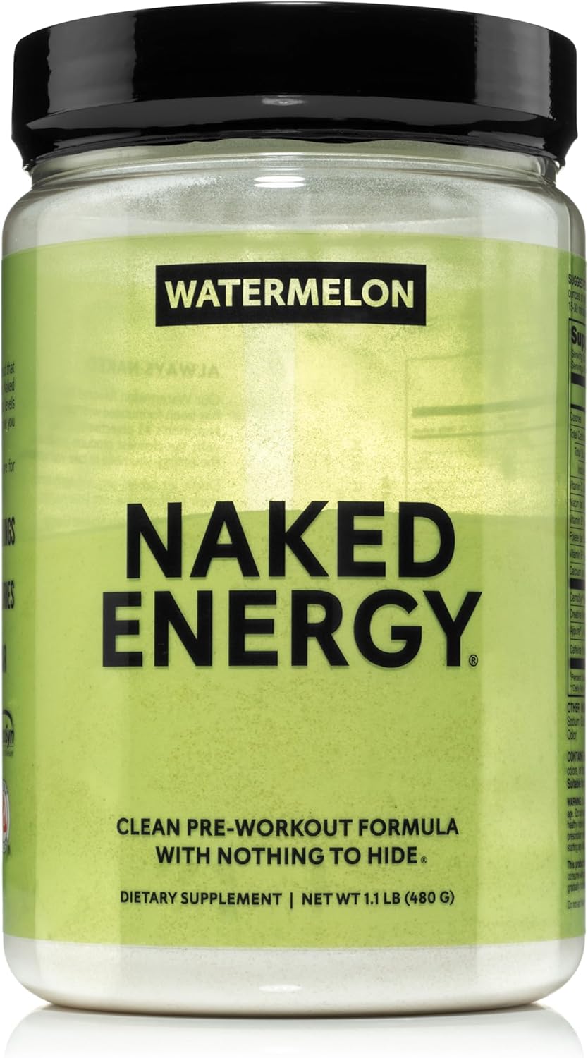 NAKED Watermelon Energy - Clean Pre Workout Supplement for Men and Women, Vegan Friendly, No Added Sweeteners, Colors Or Flavors - 30 Servings