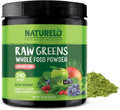 NATURELO Raw Greens Superfood Powder - Unsweetened - Boost Energy, Detox, Enhance Health - Organic Spirulina - Wheat Grass - Whole Food Nutrition from Fruits & Vegetables - 240 Grams