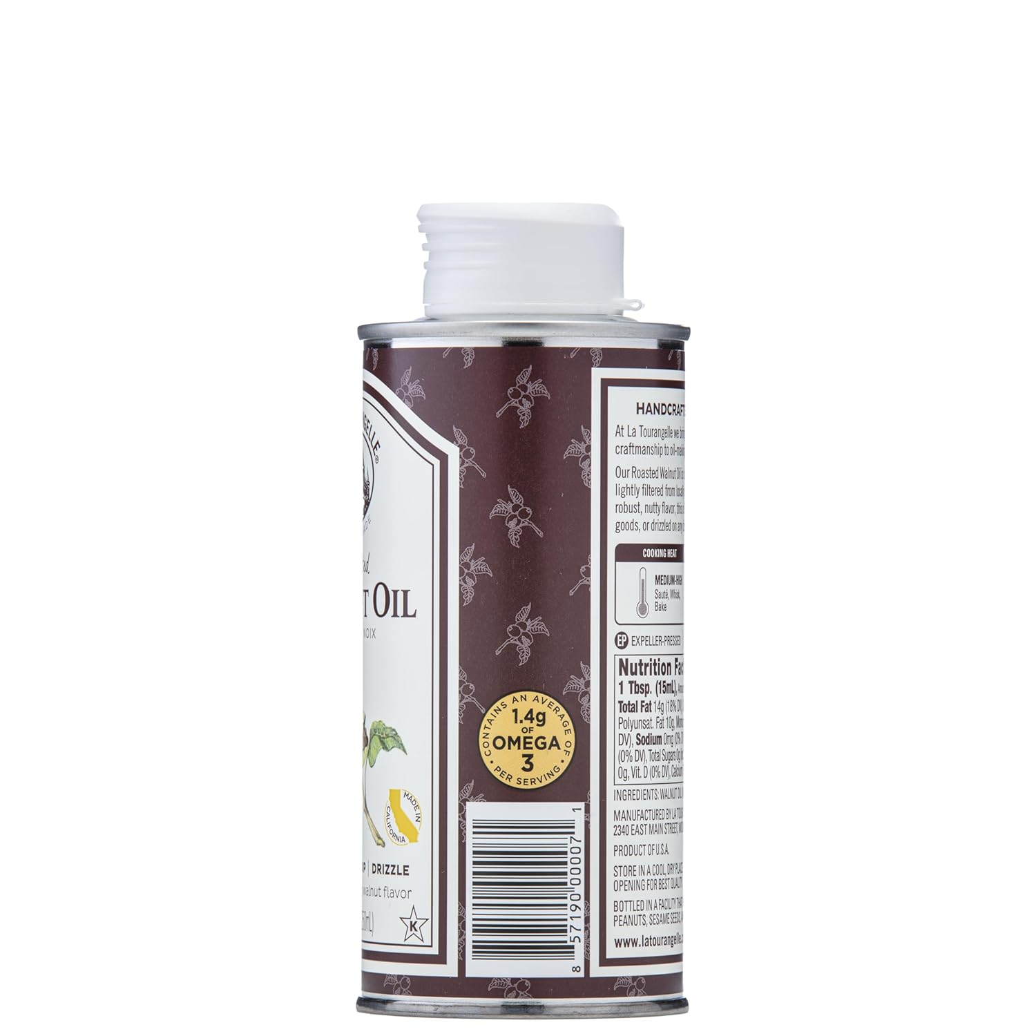 La Tourangelle, Roasted Walnut Oil, Plant-Based Source of Omega-3 Fatty Acid, Cooking, Baking, & Beauty, 8.45 fl oz