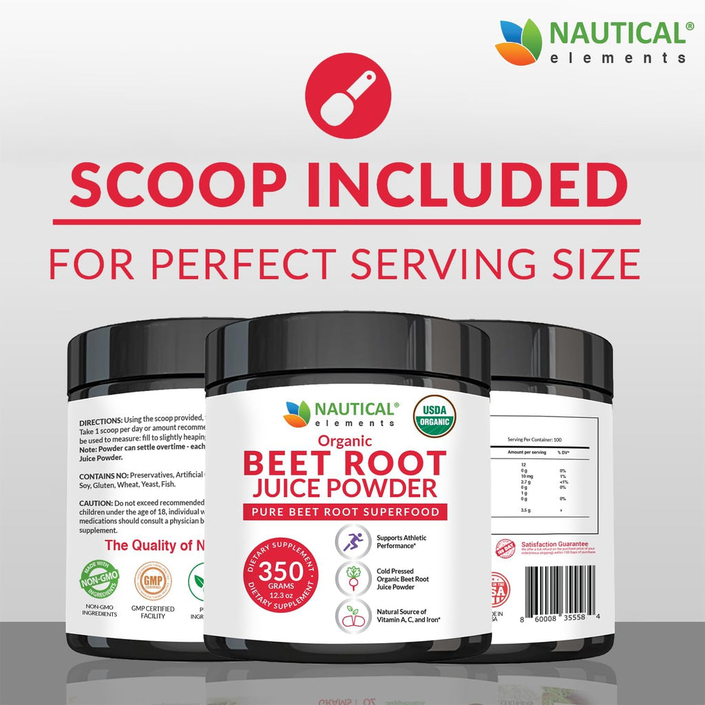 Organic Beet Juice Powder - 20:1 Concentration Beet Powder Organic - Circulation Support - Rich in Nitric Oxide - Cold-Pressed 100 Servings of Beet Root Powder Supplement- 12.3oz