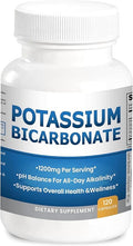 Pure Potassium Bicarbonate Supplement Capsules pH Balance Pills, High Potassium Electrolytes 1200mg Serv. USA Made Bicarbonate Food Grade, Acid-Alkaline Balance Immunity Endurance 120 caps