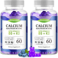 Calcium Magnesium Zinc Gummies with Vitamin D3 & K2 - High Potency Enhanced Absorption -120 Blueberry Gummies Flavored