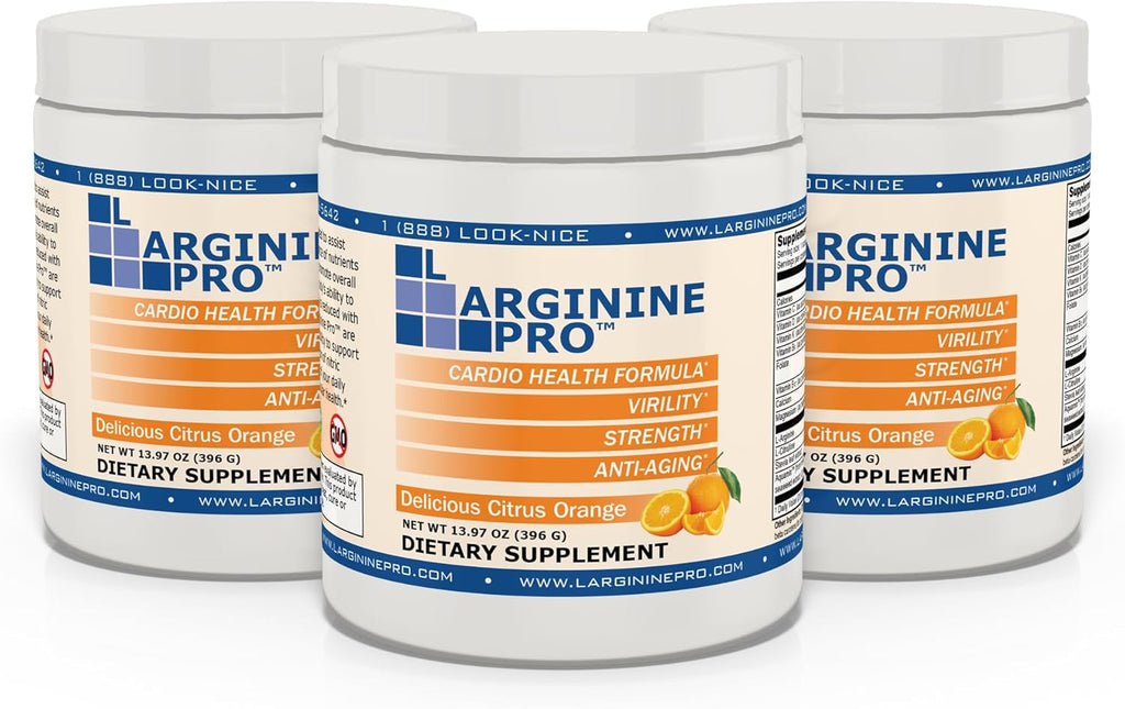 L-ARGININE PRO | 5,500mg L-Arginine Plus L-Citrulline 1,100mg Orange Powder Drink Mix Supplement for Increased Nitric Oxide Production