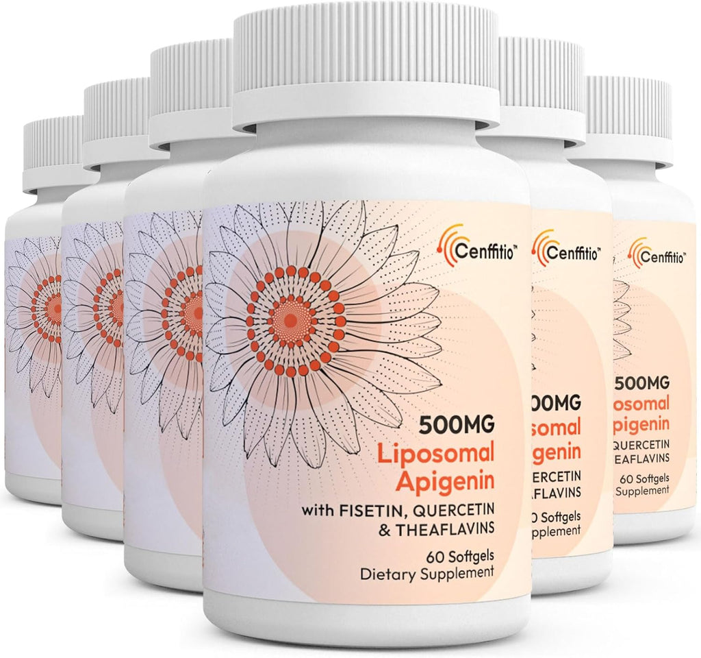 Liposomal apigenin 500mg Softgels - Optimal Apigenin Supplement with Fisetin, Quercetin and Theaflavins - 12 Month Supply