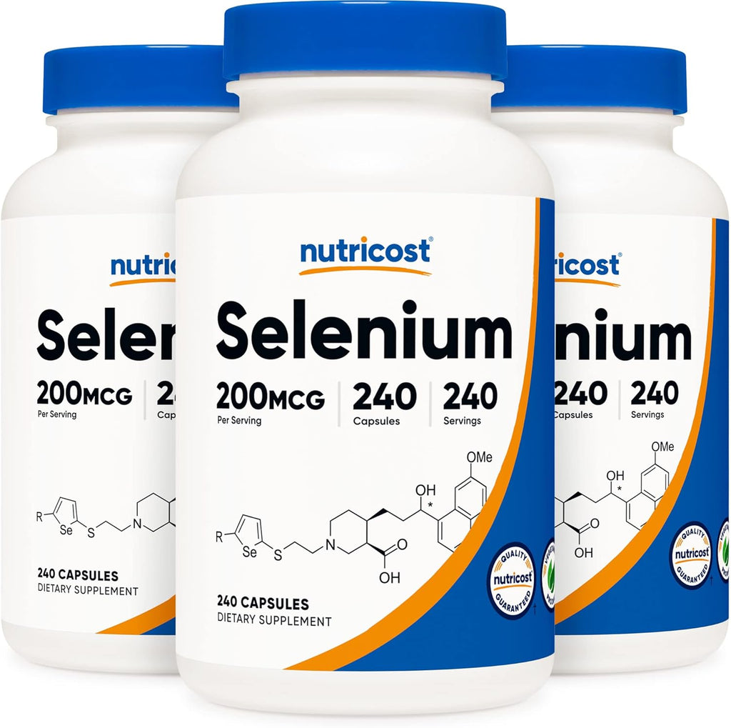 Nutricost Selenium 200mcg, 240 Veggie Caps (3 Bottles) - Non-GMO, Gluten Free L-Selenomethionine …