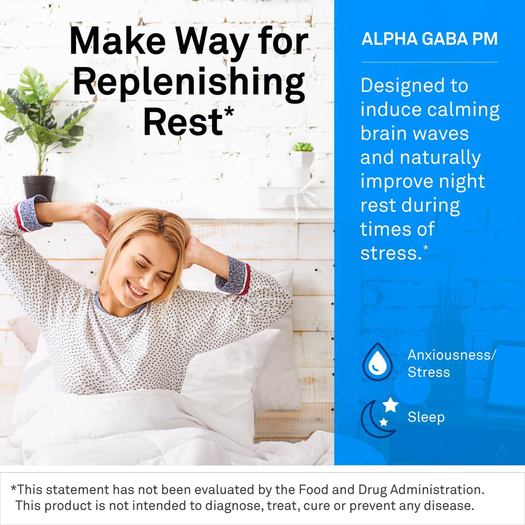NeuroScience GABA PM Calm Sleep Aid for Adults - 400mg L Theanine Supplement with 5 HTP for Brain Support & Magnesium for Sleep - Soothe an Overactive Mind & Racing Thoughts (60 Capsules)