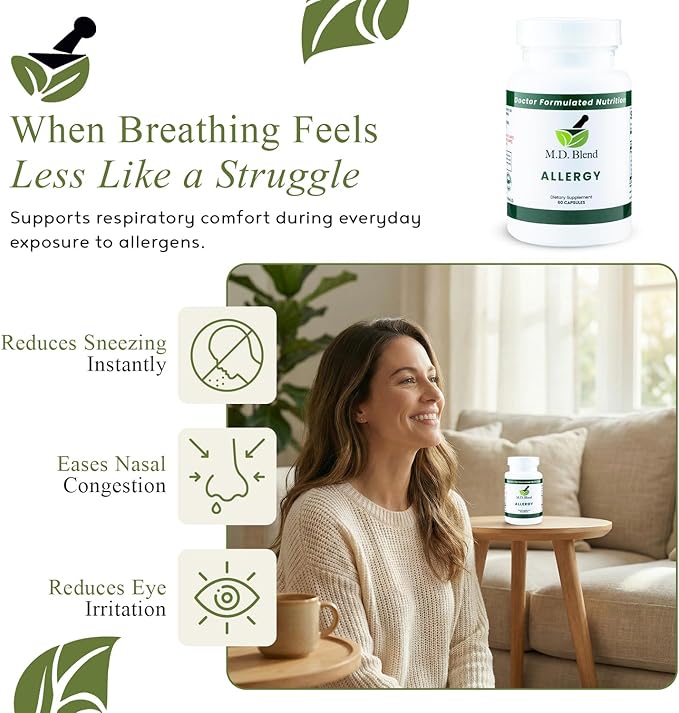 Allergy Relief Capsules with Quercetin, Nettle Root, Bromelain, & Acetyl L-Cysteine- Comprehensive Seasonal Allergy & Sinus Support Formula for Respiratory Wellness 60 Capsules (Pack of 3)