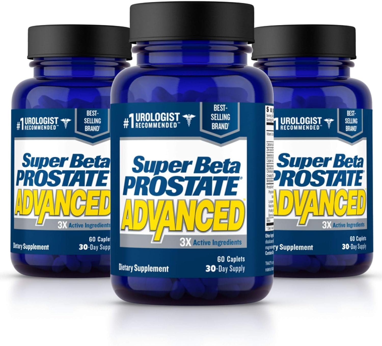 Advanced – Reduce Bathroom Trips, Promote Sleep, Support Bladder Emptying. Prostate Supplement for Men with Beta Sitosterol, not Saw Palmetto (180 Caplets, 3-Pack)