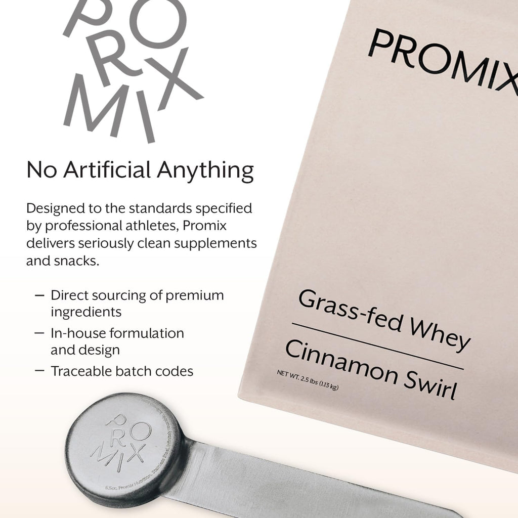 Promix Whey Protein Powder, Cinnamon Swirl - 2.5lb Bulk - Grass-Fed & 100% All Natural - ­Post Workout Fitness & Nutrition Shakes, Smoothies, Baking & Cooking Recipes - Gluten-Free & Keto-Friendly